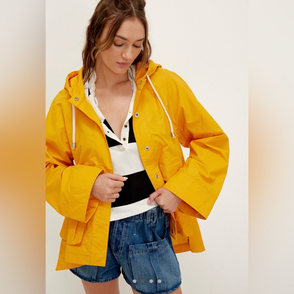 ⬆️5/10 Free People We The Free Seafarer Hooded Raincoat Jacket NWT🔖
